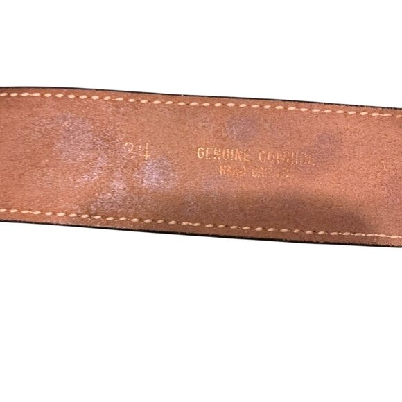 Western Genuine  Tooled Rawhide Brown Belt With Exchangeable Buckle Size 34 - Picture 5 of 6